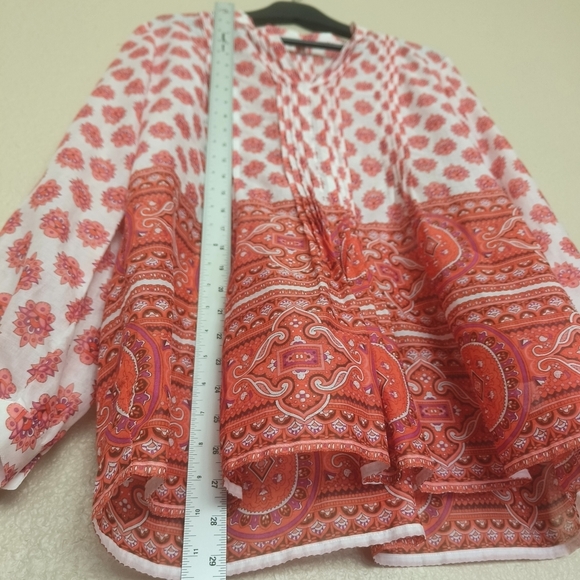 TALBOTS top colorful blouse with lightweight designs printed long sleeve size‎ M - Picture 4 of 13